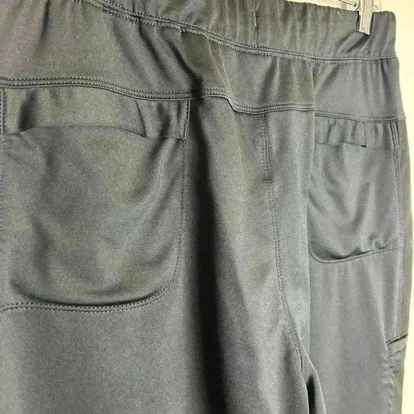 Cherokee Statement Pants Scrubs Black Pinstripe Rose Gold Accents Medium CK055 - Picture 7 of 9